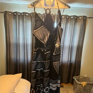 Printed halter neck satin maxi dress
